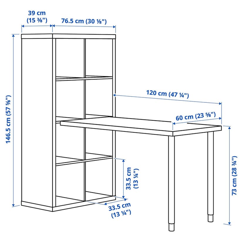 KALLAX / LAGKAPTEN — стол, комбинация, белый, 77x159x147 см