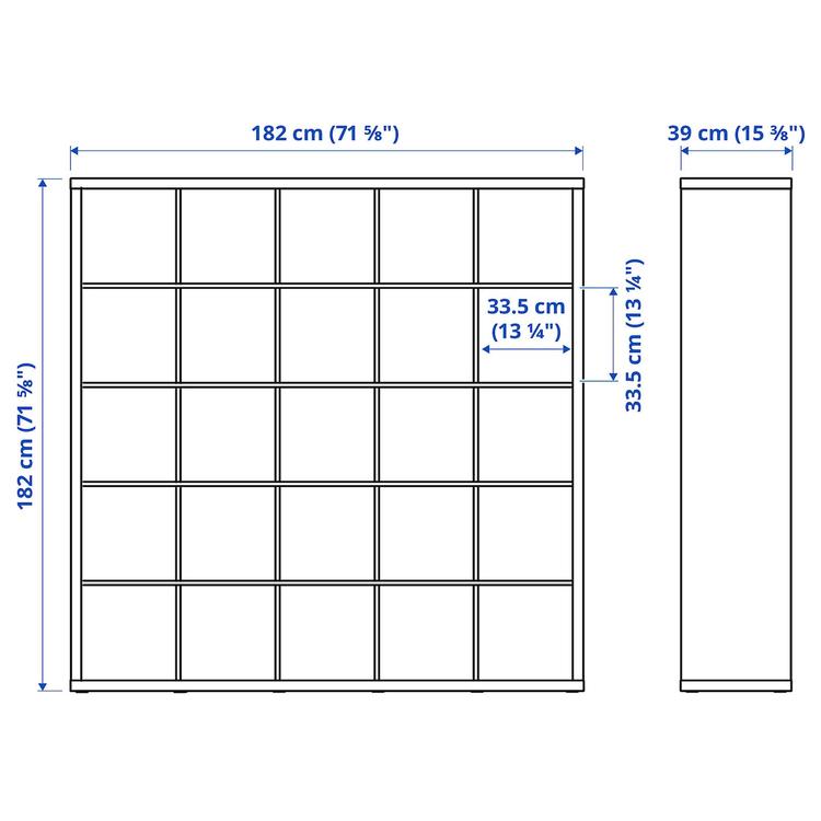 стеллаж с 10 вставками, белый, 182x182 см dimensions