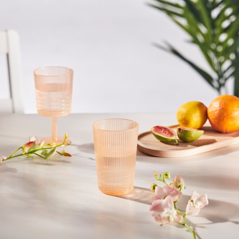 KALLSINNIG — Szklanka, plastik/pomarańczowy, 