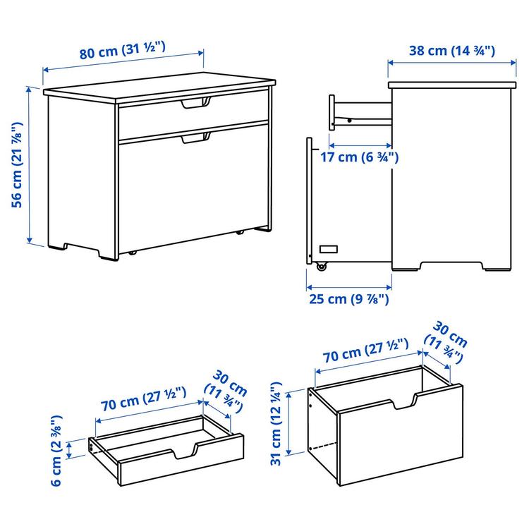Ławka ze schowkiem, 80x38x56 см dimensions