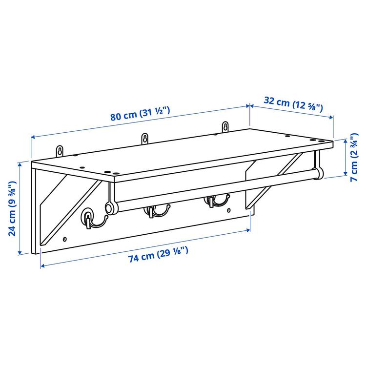 Półka na kapelusze, 80 см dimensions