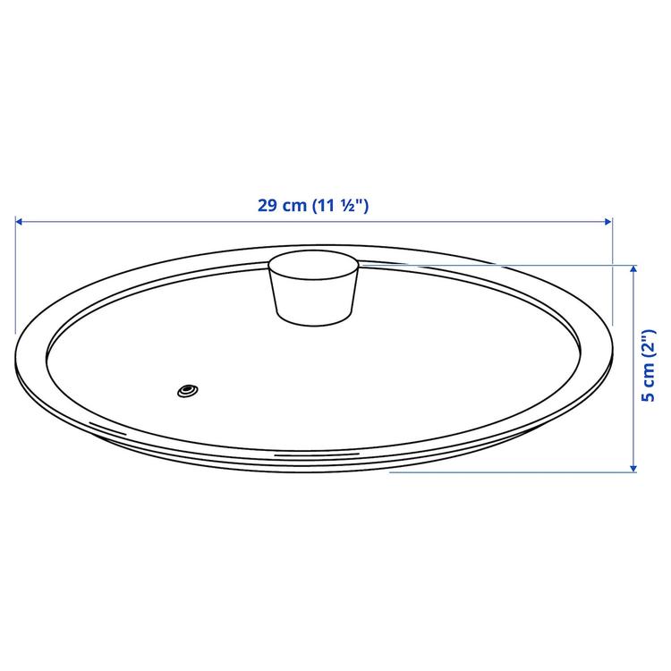 крышка для сковороды, стекло, 29 см dimensions