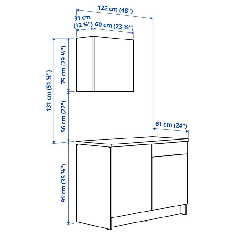Кухня, 120x61x220 см dimensions