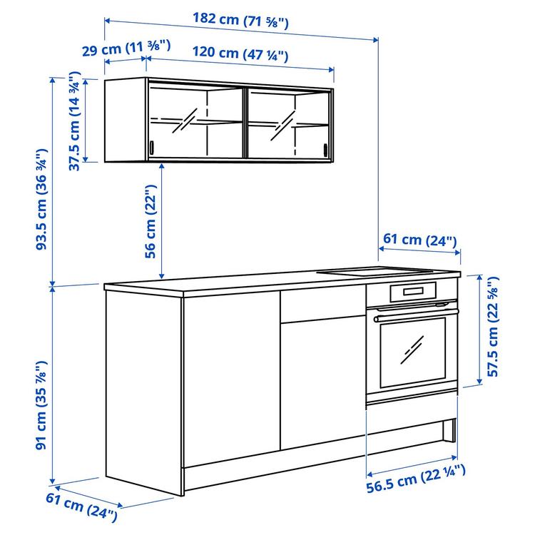 Кухня, 180x61x220 см dimensions