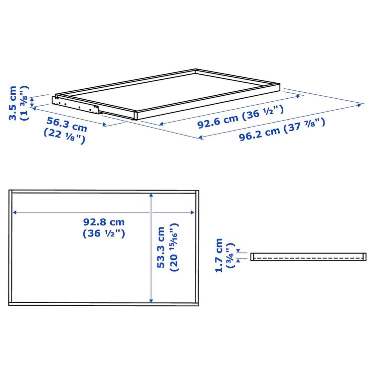 выдвижная полка, белый, 100x58 см dimensions