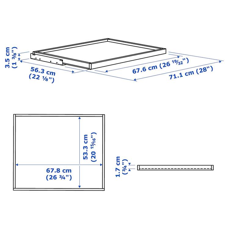 выдвижная полка, серо-бежевый, 75x58 см dimensions