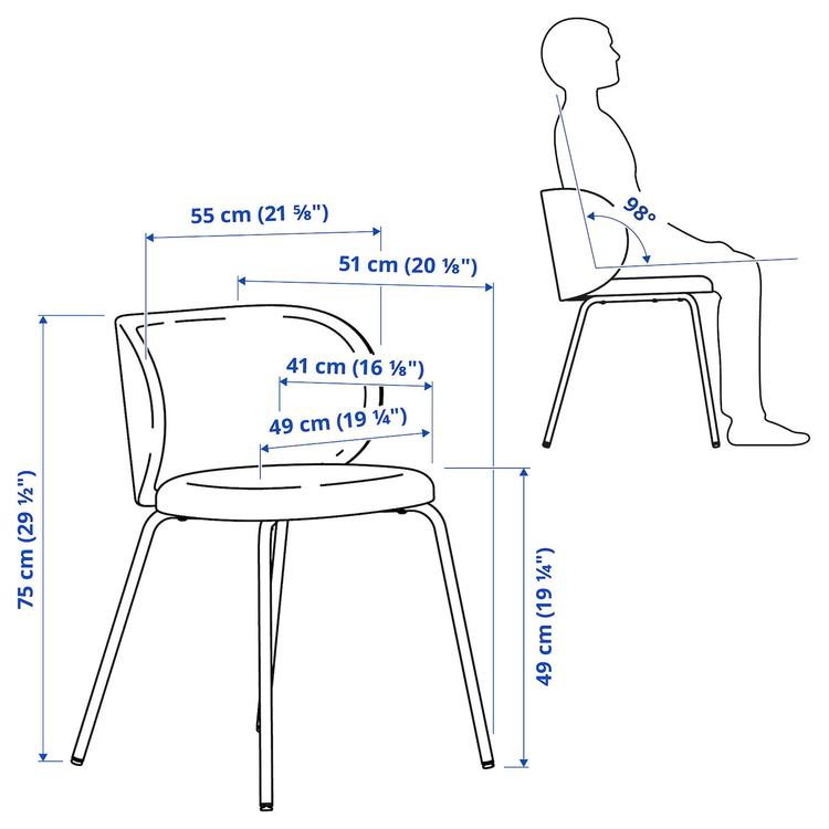 стул, Tonerud синий dimensions