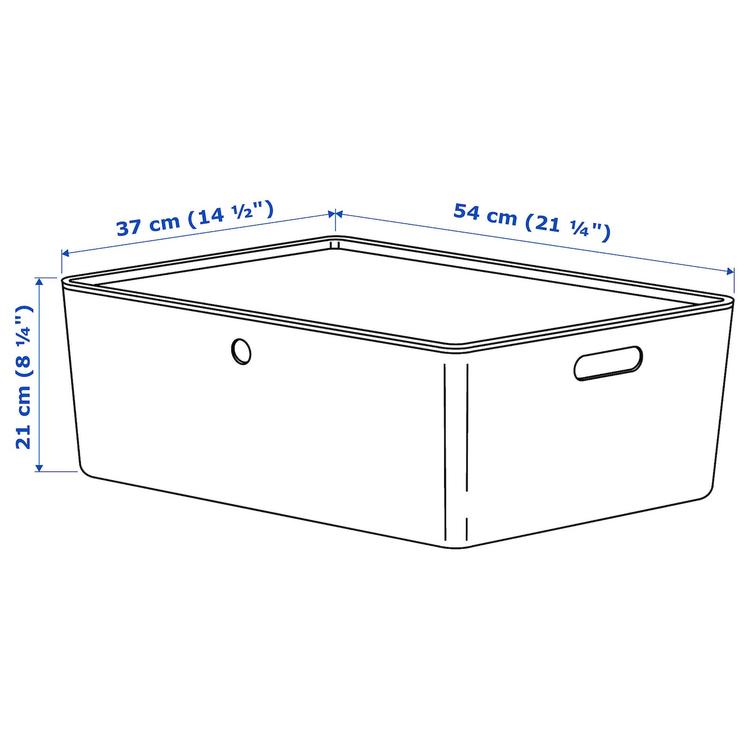 контейнер с крышкой, белый, 37x54x21 см dimensions