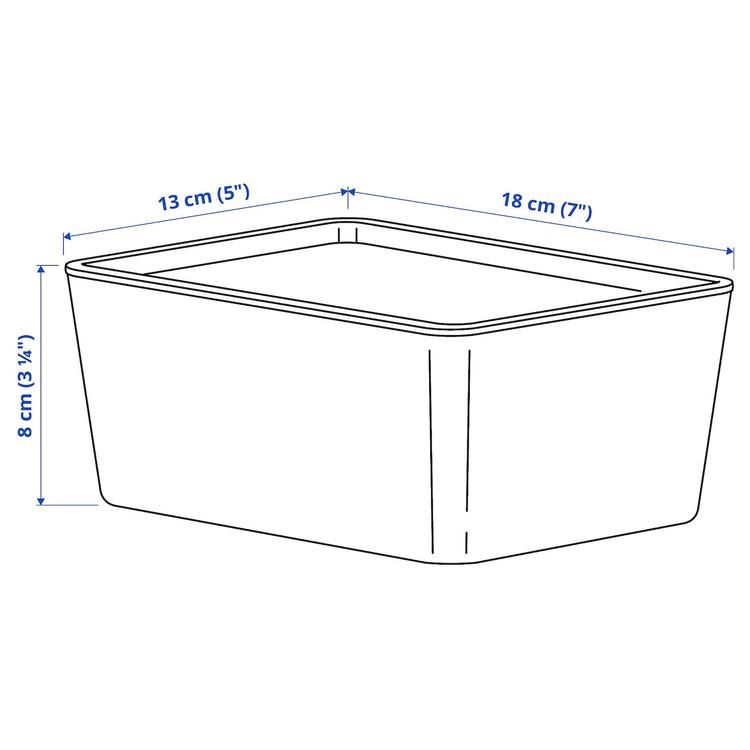 контейнер с крышкой, белый, 13x18x8 см dimensions