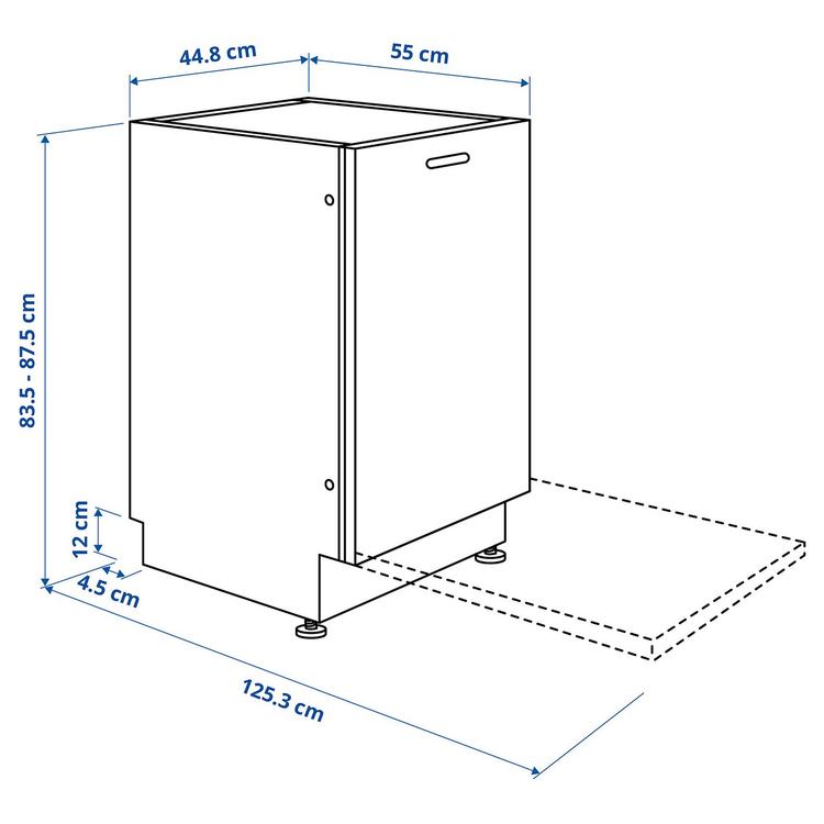 встраиваемая посудомоечная машина, 45 см dimensions