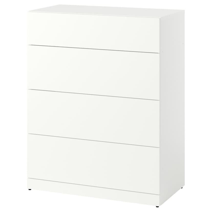 LASTARE — Komoda, 4 szuflady, biały, 