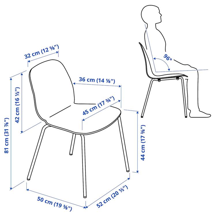стул, белый/сефаст белый dimensions