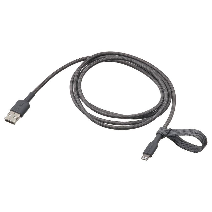 LILLHULT — кабель USB-A–lightning, темно-серый, 1.5 м