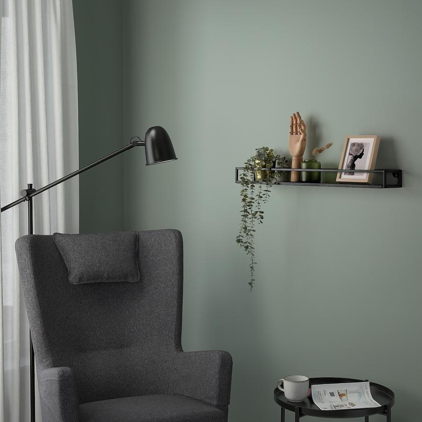 LINDÅSEN — полка-витрина, антрацит, 75 см