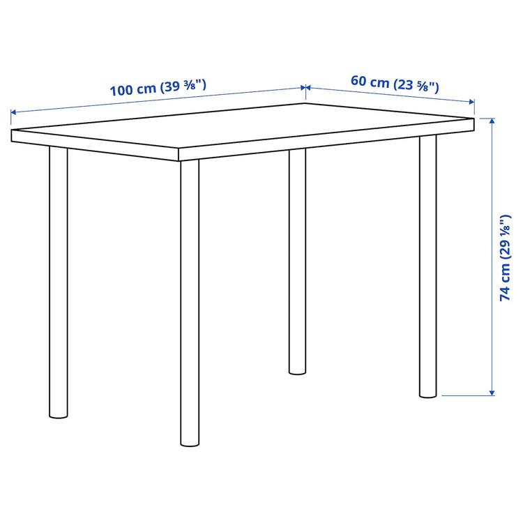 стол, белый, 100x60 см dimensions