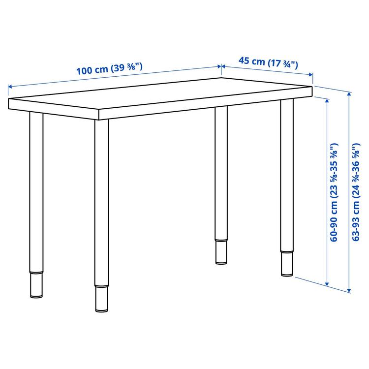Рабочий стол, 100x45 см dimensions