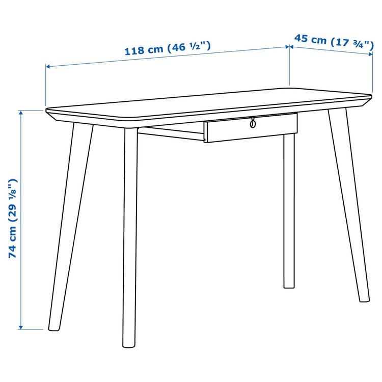 письменный стол, ясеневый шпон, 118x45 см dimensions