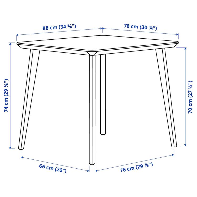 стол, черный, 88x78 см dimensions