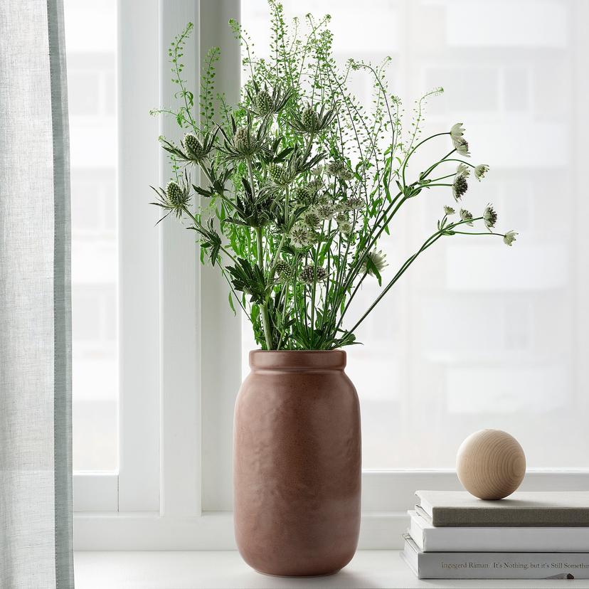 MÄVINN — ваза, коричневый/керамика, 19 см