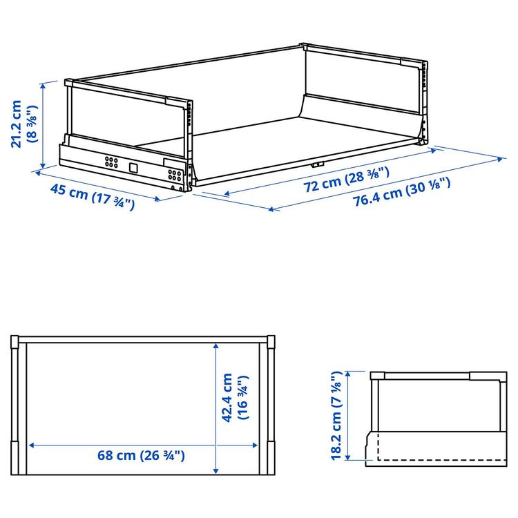 ящик, высокий, белый, 80x45 см dimensions