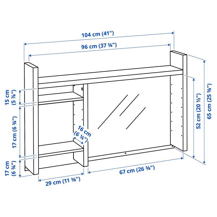 высокий дополнит модуль, белый, 105x65 см dimensions