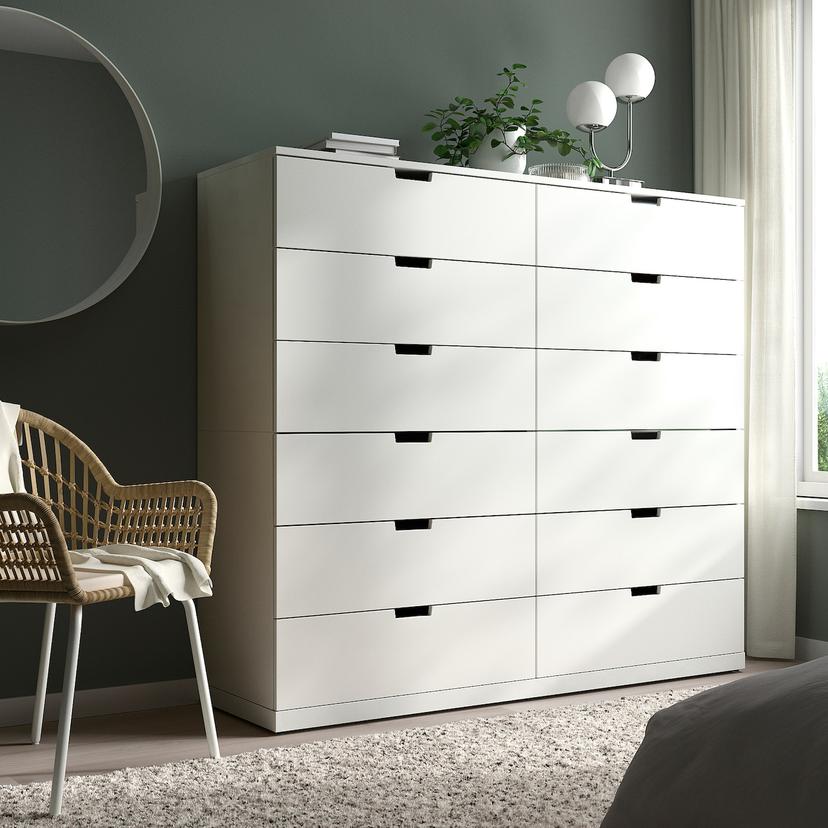NORDLI — комод с 12 ящиками, белый, 160x145 см