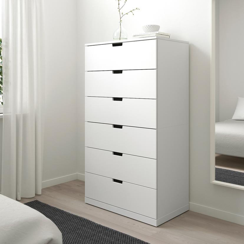 NORDLI — комод с 6 ящиками, белый, 80x145 см
