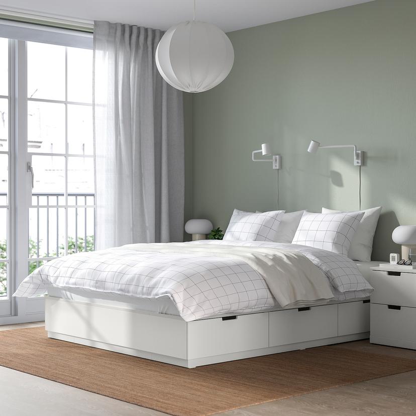 NORDLI — каркас кровати с ящиками, белый, 160x200 см