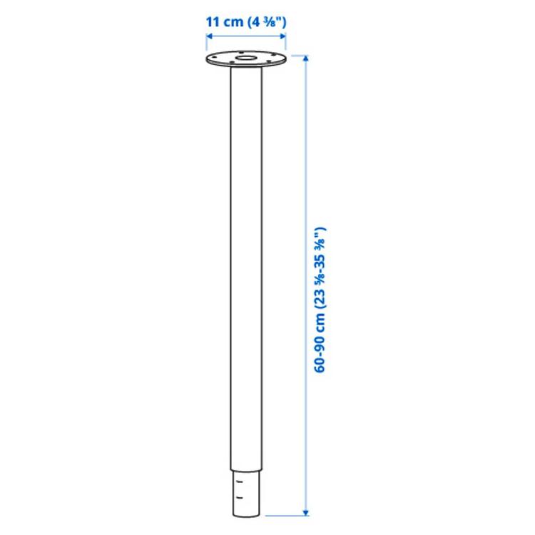 регулирующаяся ножка, белый dimensions