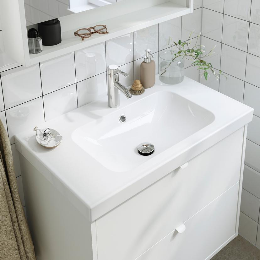 ORRSJÖN — раковина с сифоном, белый, 82x49 см