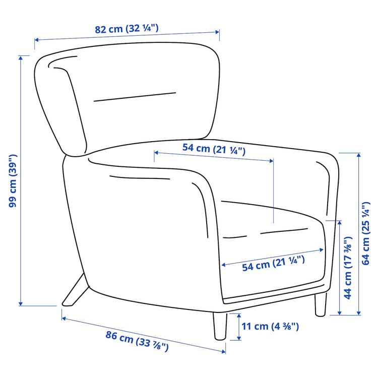 кресло с подголовником, Tonerud красный dimensions