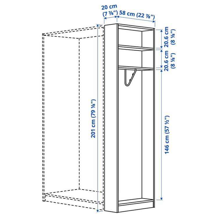 Dodatkowy segment boczny, 20x58x201 см dimensions