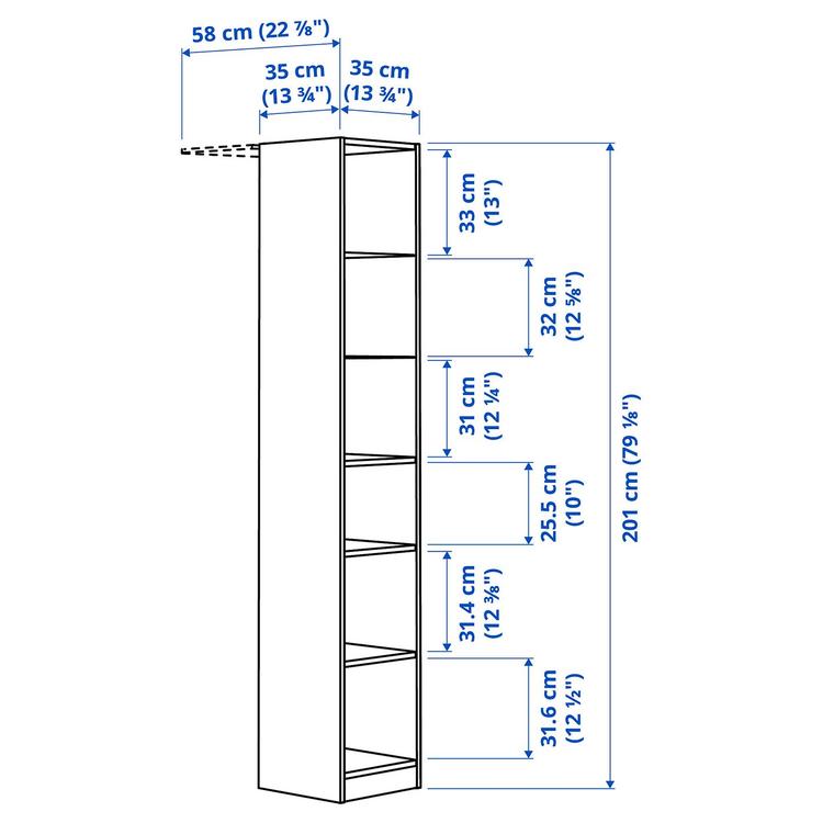 Dodatkowy segment środkowy, 35x35x201 см dimensions