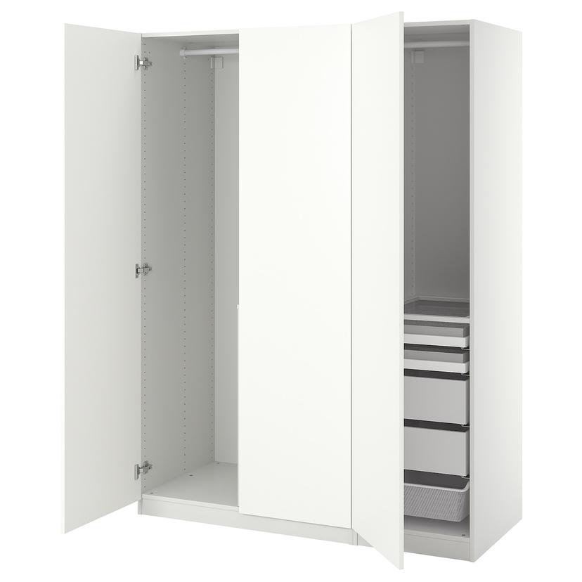PAX / FORSAND — гардероб, комбинация, белый/белый, 150x60x201 см