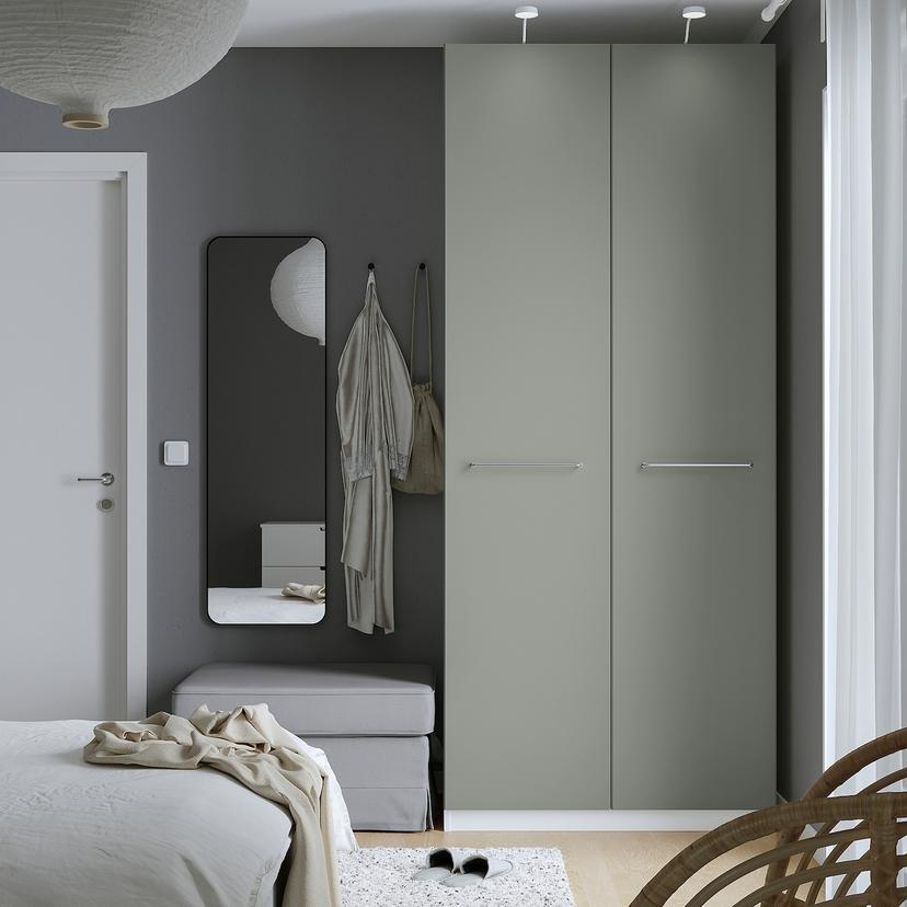 PAX / REINSVOLL — гардероб, белый/серо-зеленый, 100x60x236 см