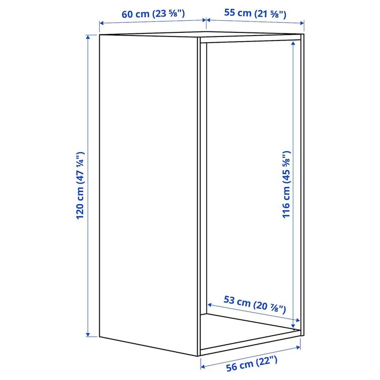 каркас, белый, 60x55x120 см dimensions
