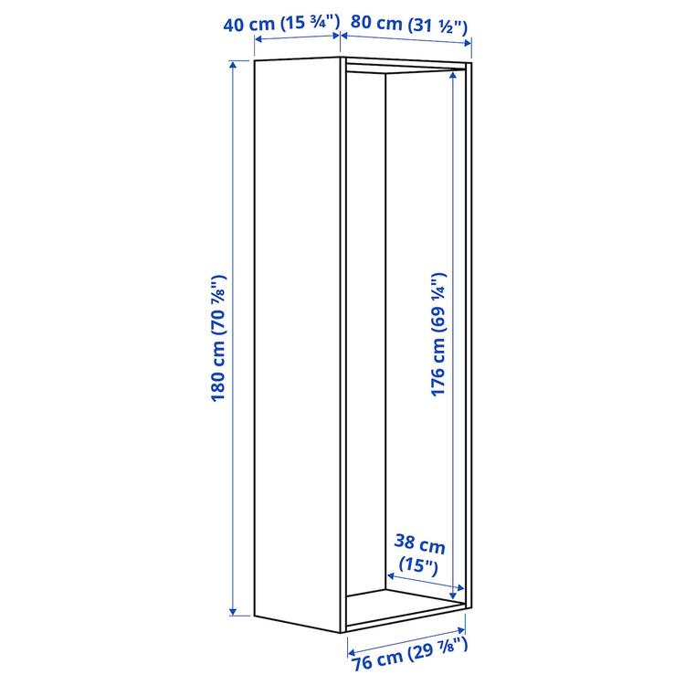 каркас, белый, 80x40x180 см dimensions