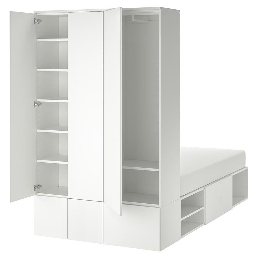 PLATSA — каркас кровати/10 дверей, белый, 143x244x223 см