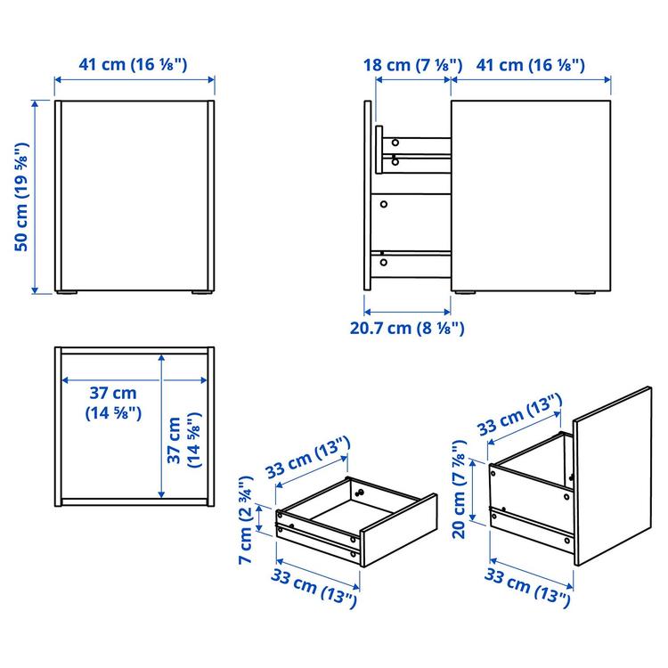 Stolik nocny, 41x41x50 см dimensions