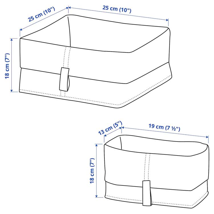 набор корзин,3 штуки, серый dimensions