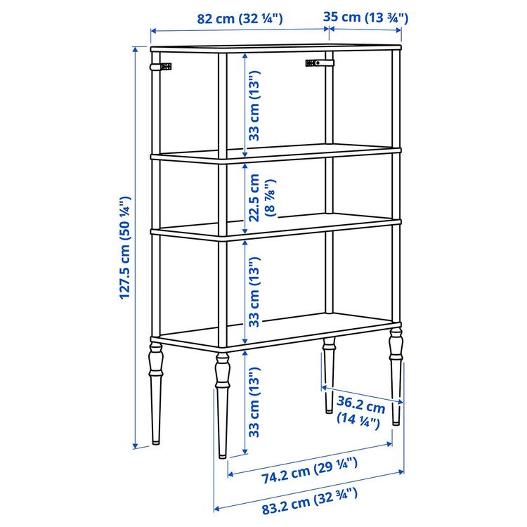 Regał, 83x36x128 см dimensions