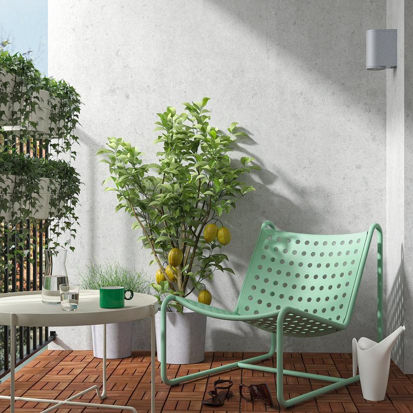 SKOGSÖN — Fotel, jasnozielony na zewnątrz, 