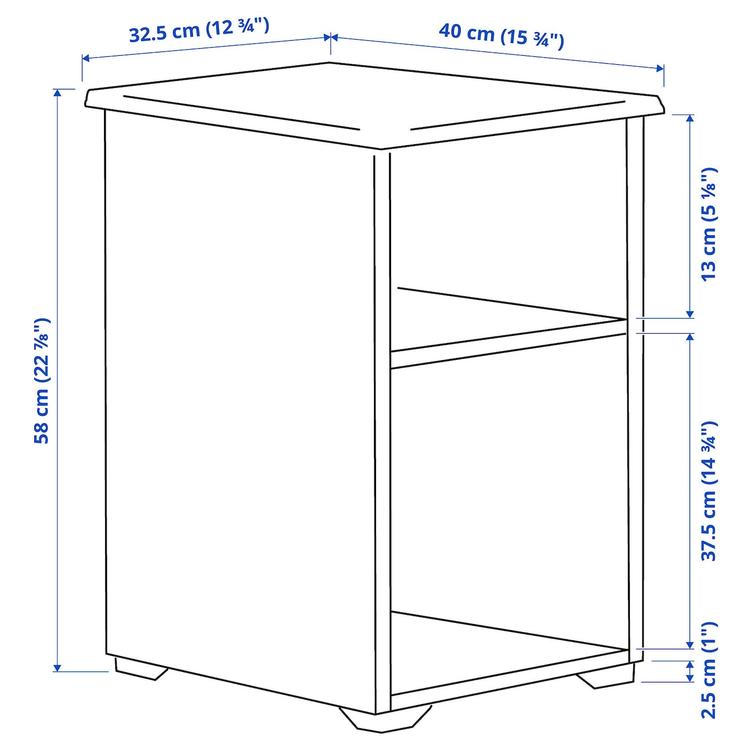 придиванный столик, белый, 40x32 см dimensions