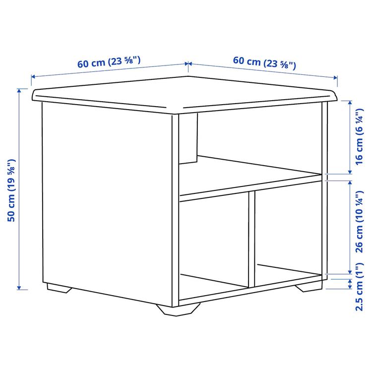 Журнальный стол, 60x60 см dimensions