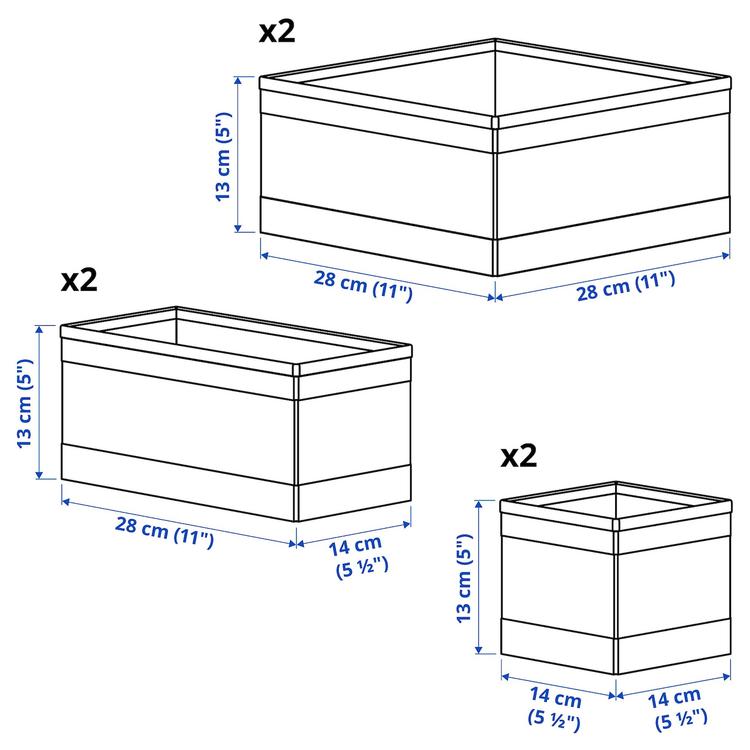 набор коробок, 6 шт., белый dimensions