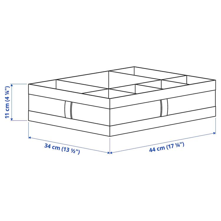 ящик с отделениями, белый, 44x34x11 см dimensions