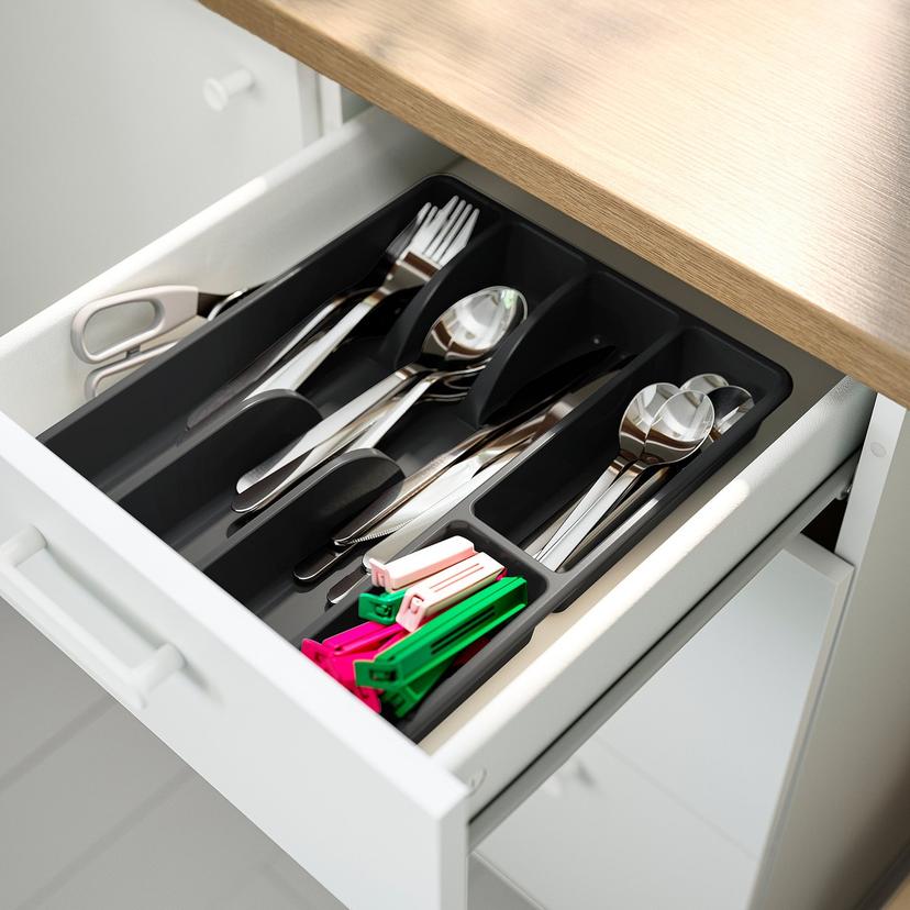 SMÄCKER — лоток для столовых приборов, антрацит, 31x26 см
