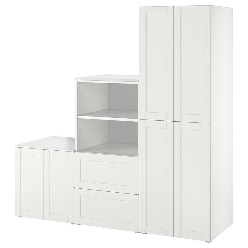 SMÅSTAD / PLATSA — комбинация д/хранения, белый/с рамой, 180x57x181 см