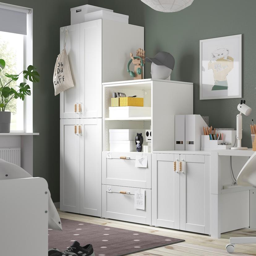 SMÅSTAD / PLATSA — комбинация д/хранения, белый/с рамой, 180x57x181 см