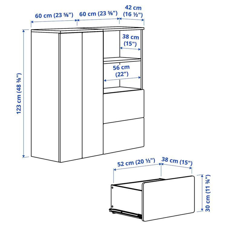 комбинация д/хранения, белый/белый, 120x42x123 см dimensions